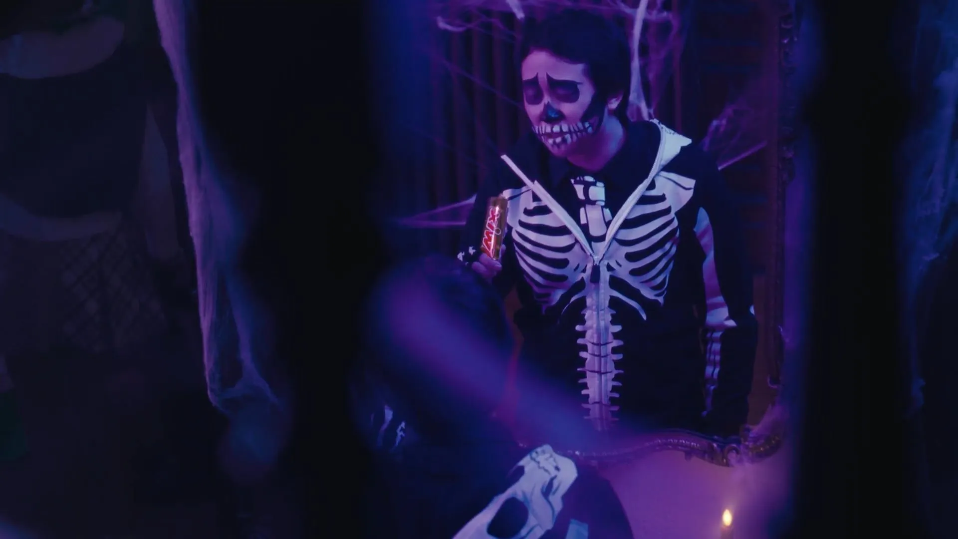 Skeleton makeup by Emily Emerson for Twix and Yacht Club Films